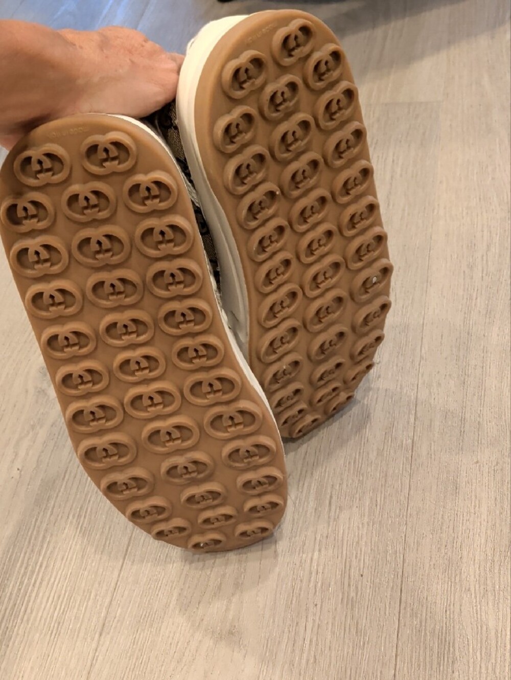 Beige GG Canvas Low-Top Sneakers with Cream Accents - Picture 2 of 6
